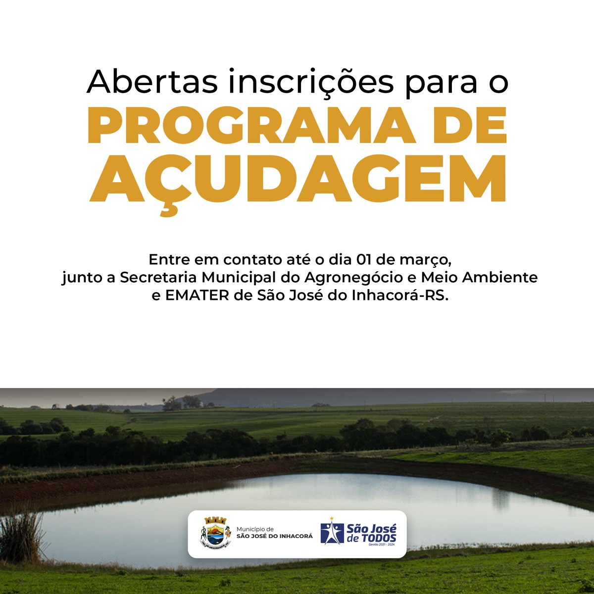 PROGRAMA DE AÇUDAGEM - INSCRIÇOES 